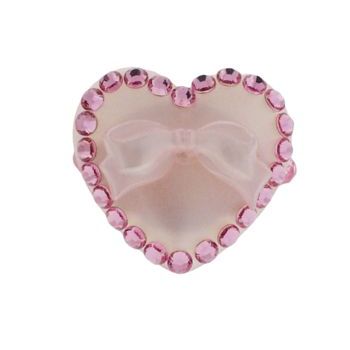 Tarina Tarantino - Kiss Me - Puff Heart with Bow Crystal Beaded Stretch Ring