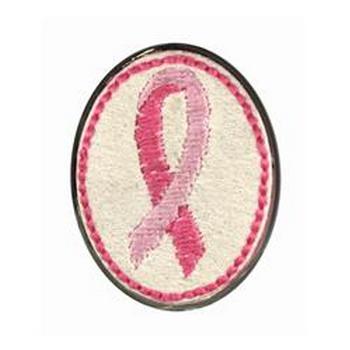 Tarina Tarantino - Breast Cancer Awareness - Embroidered Ribbon Oval Ring