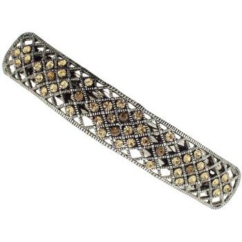 Karen Marie - Diamond Rec Barrette w/Crystals - Gold (1)
