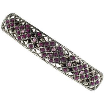 Karen Marie - Diamond Rec Barrette w/Crystals - Amethyst (1)
