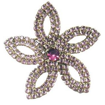 Rachel Abroms - Rose/Fuchsia Crystal Flower Brooch (1)