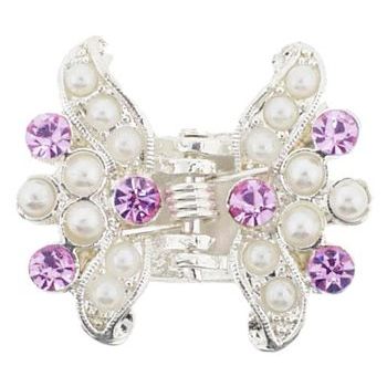 Karen Marie - Mini Crystal & Pearl Butterfly Claw Clip - Amethyst (1)