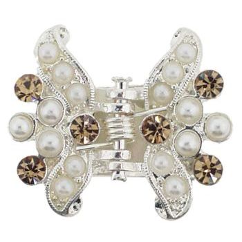 Karen Marie - Mini Crystal & Pearl Butterfly Claw Clip - Topaz (1)