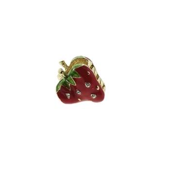 Medusa's Heirlooms - Petite Diamond Encrusted Fruit Claw - Red Strawberry (1)