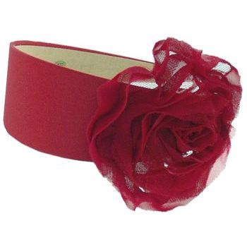 Tai - Sateen Wrapped Headband w/Chiffon Flower - Red (1)