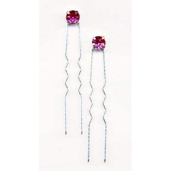 HB HairJewels - Crystal French Hairpins - Rose/Silver (Set of 2 pins)