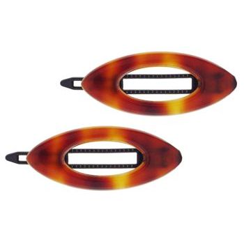 Camila - Oval Barrettes w/Ruberized Closures - Tort