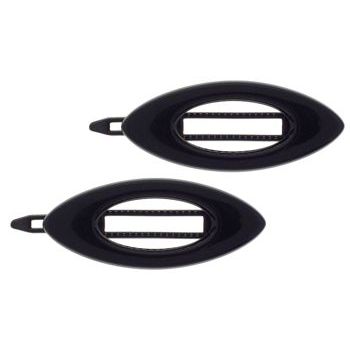 Camila - Oval Barrettes w/Ruberized Closures - Black