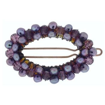 Renee Rivera - Oval Crystal & Pearl Barrette - Amethyst (1)