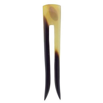 De Renaudin - Squared Top Carved Horn Hairstick (1) - Blond & Black