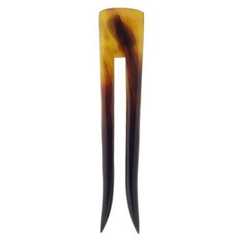 De Renaudin - Squared Top Carved Horn Hairstick (1) - Dark Blond & Black