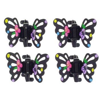 Smoothies - Painted Flower Butterfly Clawettes - Black (4pcs)
