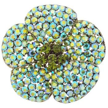 Karen Marie - Pave Vintage Floral Brooch Pin - Peridot AB (1)