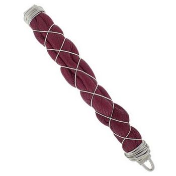 Renee Rivera - Quilted Leather Barrette - Merlot (1)