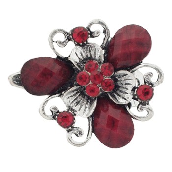 SOHO BEAT - French Fashionista - Moonstone and Crystal Flowering Bouquet Claw Clip - Passionate Crimson (1)