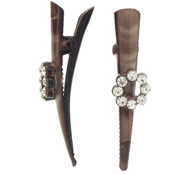 SOHO BEAT - Gypsy Love - Mini Crystal inchCircle of Loveinch Condor Clips - Tea Leaves Brown (Set of 2)