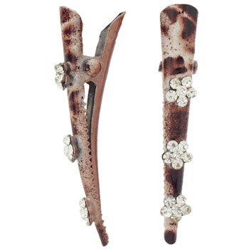 SOHO BEAT - Wild About Town - Crystal Daisy Mini Condor Clips (Set of 2) - Ocelot Brown