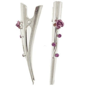 SOHO BEAT - French Fashionista - Chic Long Stem Rose Mini Condor Clips (Set of 2) - Paris Pink