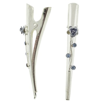 SOHO BEAT - French Fashionista - Chic Long Stem Rose Mini Condor Clips (Set of 2) - French Periwinkle