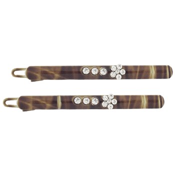SOHO BEAT - Navajo Couture - TigerLily Queen - Navajo Crystal Barrettes (Set of 2) - Tanned Leather Saddle