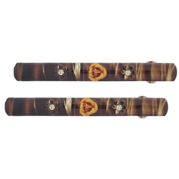 SOHO BEAT - Navajo Couture - TigerLily Queen - Flowering Navajo Barrettes (Set of 2) - Tanned Leather Saddle