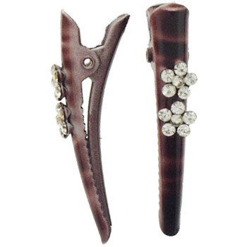 SOHO BEAT - Navajo Couture - TigerLily Queen - Crystal Daisies Mini-Condor Clips (Set of 2) - Mother Nature Earthy Brown