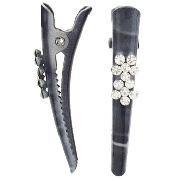 SOHO BEAT - Navajo Couture - TigerLily Queen - Crystal Daisies Mini-Condor Clips (Set of 2) - Smokey Grey