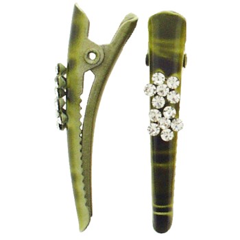 SOHO BEAT - Navajo Couture - TigerLily Queen - Crystal Daisies Mini-Condor Clips (Set of 2) - Grassy Mountain Path Green