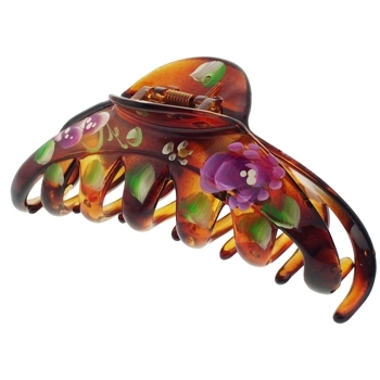 SOHO BEAT - Tea Party Collection - Large Hand Painted Classic Claw - Tort and Purple