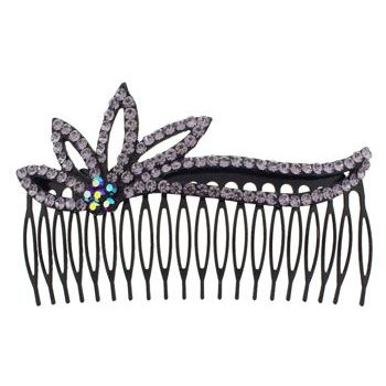 SOHO BEAT - Crystal Avenue - Tropical Flower Fan Comb - Lavender