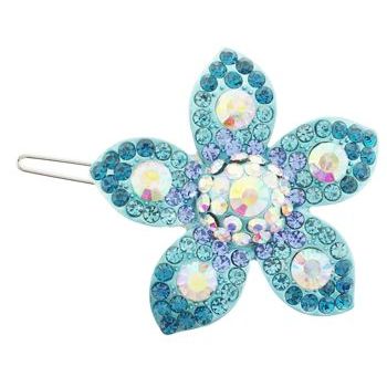 SOHO BEAT - Crystal Avenue - Crystal Encrusted Tropical Flower Barrette - Turquoise
