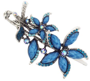 SOHO BEAT - Crystal Avenue - Crystal and Moonstone Flowering Jaw Clip - Blue Topaz