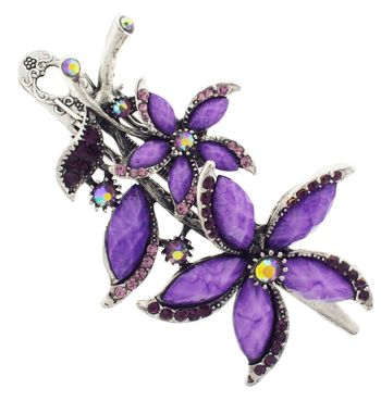 SOHO BEAT - Crystal Avenue - Crystal and Moonstone Flowering Jaw Clip - Purple Amethyst