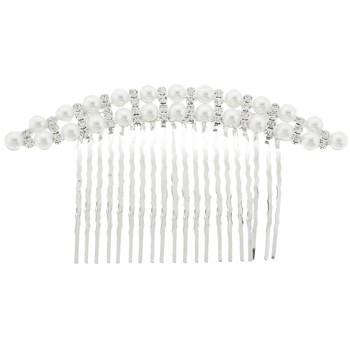 SOHO BEAT - Crystal Avenue - Double Row Crystal and Pearl Comb