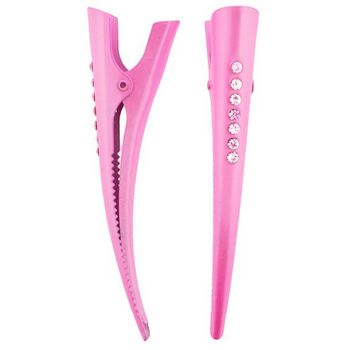 HB HairJewels - Mini Austrian Crystal Concorde Clips - Pink (2)