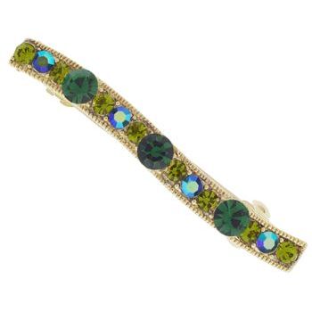 Karen Marie - Thin Curve Crystal Barrette - Peridot (1)