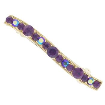 Karen Marie - Thin Curve Crystal Barrette - Purple (1)