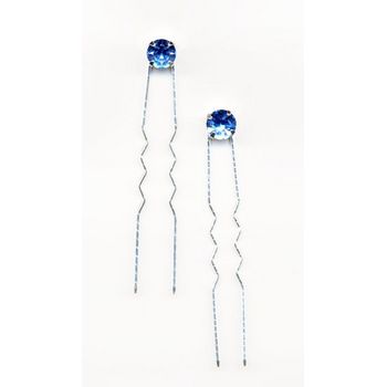 HB HairJewels - Crystal French Hairpins - Sapphire/Silver (Set of 2 pins)