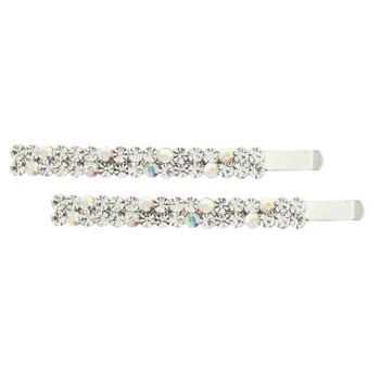 Karen Marie - Crystal Double Line Bobby Pins - White Diamond (Set of 2)