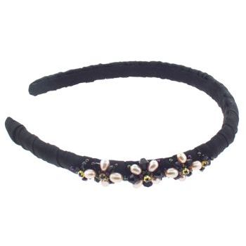 Jane Tran - Silk Wrapped Headband w/Faceted Beads - Black (1)
