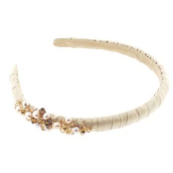 Jane Tran - Silk Wrapped Headband w/Faceted Beads - Natural