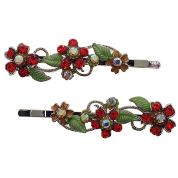 Medusa's Heirlooms - Enchanted Garden Bobby Pins - Garnet (Set of 2)