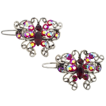 Medusa's Heirlooms - Antique Butterfly Clips - Ruby (Set of 2)