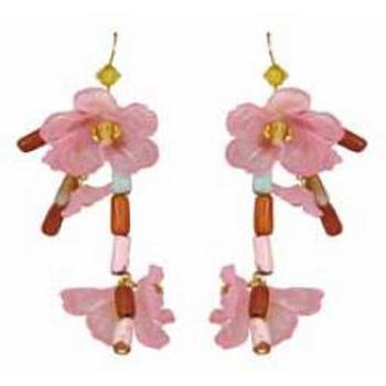 Tarina Tarantino - Flora and Fauna Collection - Shinjuku - Swarovski Crystal, Wood, and Cherry Blossom Drop Earrings
