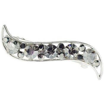 Karen Marie - Large Crystal Wave Barrette - Smoke (1)