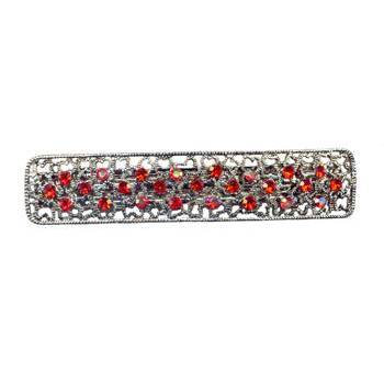 Austrian Crystal Small Filigree Bar - Light & Dark Red AB (1)