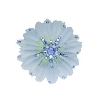 Michelle Roy - Small Daisy Flower - Light Blue w/Swarovski Crystal Accents