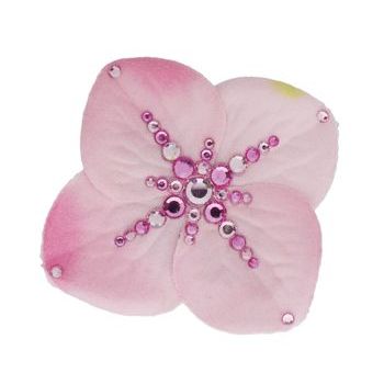 Michelle Roy - Small Flower Clip - Pink w/Swarovski Crystal