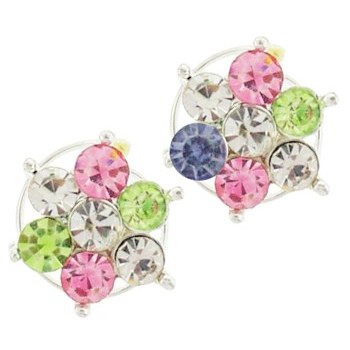 Karen Marie - Floating Crystal Flower Coils  - Rainbow (set of 2)