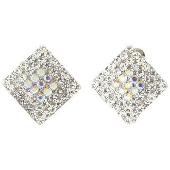 Karen Marie - Crystal Encrusted Diamond Clip - White (Set of 2)